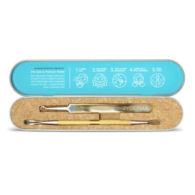 Blackhead Extractor & Tweezers Set (Gold & Platinum)