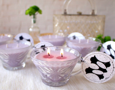Purple Soy Candles in Reused Vintage Punch Glasses (Pick The Scent)